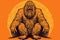 Gorilla on a orange background,  illustration for your design