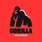 Gorilla Silverback Logo Concept Red Background