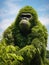 A gorilla statue made of green plants, AI