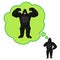 Gorilla Thinking Bodybuilding Pumping Up Muscles Illustration