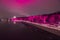 Gorky park in pink in purple lights.