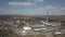 Gorlice, Poland - 3 9 2019: Industrial region of the Carpathian city. Top view of the refinery and auxiliary buildings.