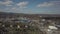 Gorlice, Poland - 3 9 2019: Industrial region of the Carpathian city. Top view of the refinery and auxiliary buildings.