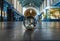 Gorlitz Bahnhof interior reflected in small crystal glassy lensball