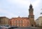 Gorlitz GÃ¶rlitz,  Germany, December 17, 2018: Goerlitz Reichenbach tower 14th century and Humboldthaus building in historic do