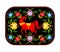 Gorodets painting red horse and floral elements tray. Russian na