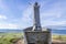 Gortmore, Northern Ireland, UK - September 18 2022 : Manannan Mac Lir Statue by John Darre Sutton - He is a warrior and