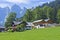 Gosau, Natural landscape in Alps with small German style houses, Austria, Europe