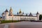 Gostiny Dvor merchant yard , bell tower and St. Sophia-Assumption Cathedral at the Kremlin of Tobolsk, Russ