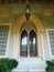 Gothic arched window in the castle.