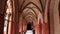 Gothic arches and galleries in the Castle of the Teutonic Order in Malbork, Poland