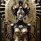 Gothic art deco biomechanical being reminiscent of geisha shaman inspired by punky voodoo robot