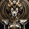 Gothic art deco biomechanical being reminiscent of geisha shaman inspired by punky voodoo robot