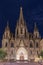 Gothic Barcelona Cathedral at night