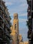 Gothic belltower and apartment houses in Barcelona