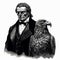Gothic Black And White Art: Man With Eagle In Brown Jacket And Bow Tie
