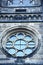 Gothic cafedral church circle window in rainy day