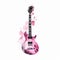 Gothic cartoon watercolour pink electric guitar on white background generative AI