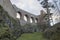 Gothic castle public ruin of Velhartice, Czechia, arcade, bridge, wall tower, gate