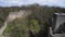 Gothic castle ruins aerial tower view