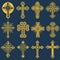 Gothic catholic cross vector icons, catholicism symbol