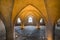 Gothic cellar vault in chapel. Cloisters of mediaeval religious building. The Interior Of The Cathedral. Beautiful and romantic ch