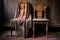 gothic chasuble draped over antique chair