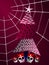Gothic christmas greeting card tree and cobweb