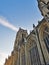 Gothic church Basilica of our Lady at the main square in Tongeren, Belgium, at sunset with a clear blue sky