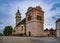 Gothic church and Renaissance bell tower in the main square of Spisska Sobota in Poprad, Slovakia