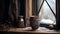 Gothic Dark And Ornate Vase And Coffee Mug On Window Sill