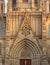 Gothic detail of the facade and tracery by the main front gate o