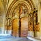 Gothic doors decorated with sculptures from the Unesco Cathedral of Leon, Spain.