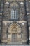 Gothic facade of the Prague basilica of St Peter and St Paul.