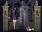 Gothic Girl at Iron Gate Background