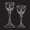 Gothic goblets or Holy grail set hand drawn line art and dot work vector illustration