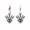 Gothic Grandeur: Steel Flower Earrings With Black Lotus Designs