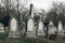 Gothic Graveyard with Arch Shaped Gravestones