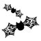 Gothic halloween bat doodle drawing with abstract swirls and ornaments isolated