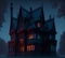 Gothic House in Night, Generative AI Illustration