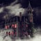 Gothic mansion in a foggy scenery