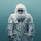 Gothic Minimalism: Vintage Sci-fi Mountain Gorilla In White Fur Coat