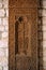 Gothic patterns on a wooden board, wood carving. Close-up details of the Dominican monastery in Dubrovnik.