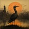 Gothic Pop Surrealism: A Dark Night With A Black Stork