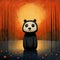 Gothic Pop Surrealism: Panda Bear In Water At Sunset