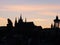 Gothic Prague Skyline Gargoyles shadowed