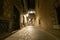 Gothic quarter at night. Empty alleyways in Barcelona