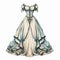 Gothic Realism: Exquisite Princess Wedding Dress Illustration