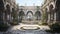Gothic Renaissance and Baroque European Architectural Masterpiece: A Captivating Empty Courtyard