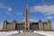 Gothic revival government building with peace tower on Pariament hill